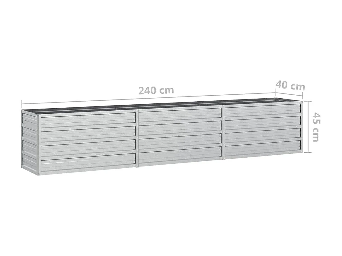 Verhoogd tuinbed 240x40x45 cm Gegalvaniseerd staal Zilver