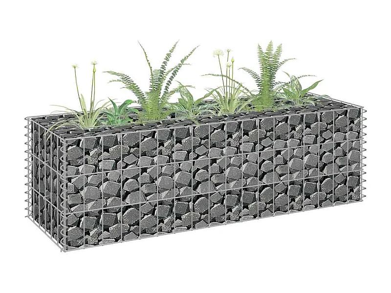 Lit surélevé à gabion Acier galvanisé 90x30x30 cm