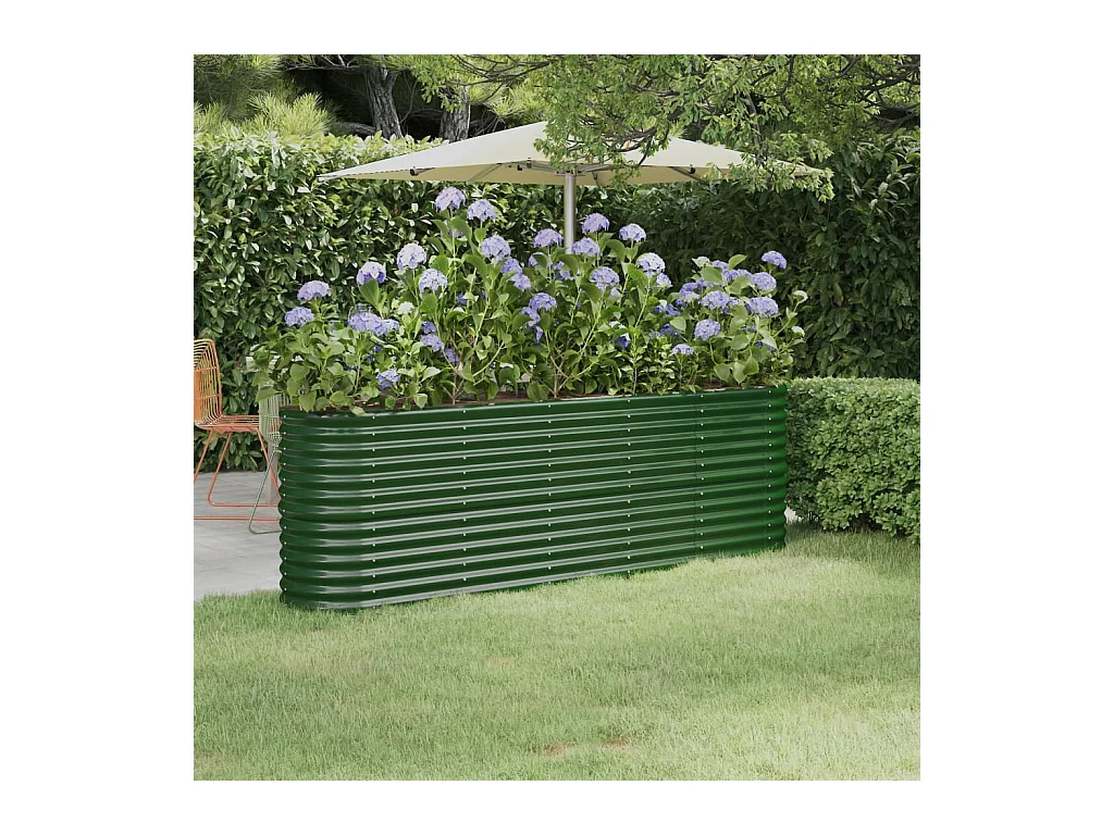 Lit surélevé de jardin Acier enduit de poudre 224x40x68 cm Vert