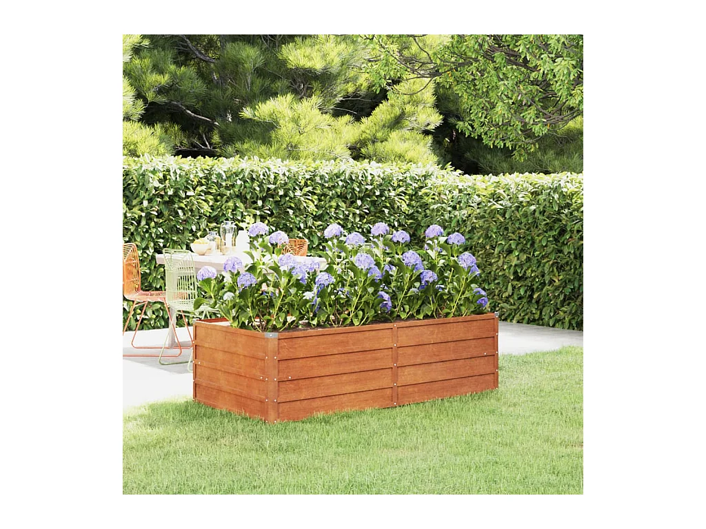 Lit surélevé de jardin rouillé 160x80x45 cm acier corten