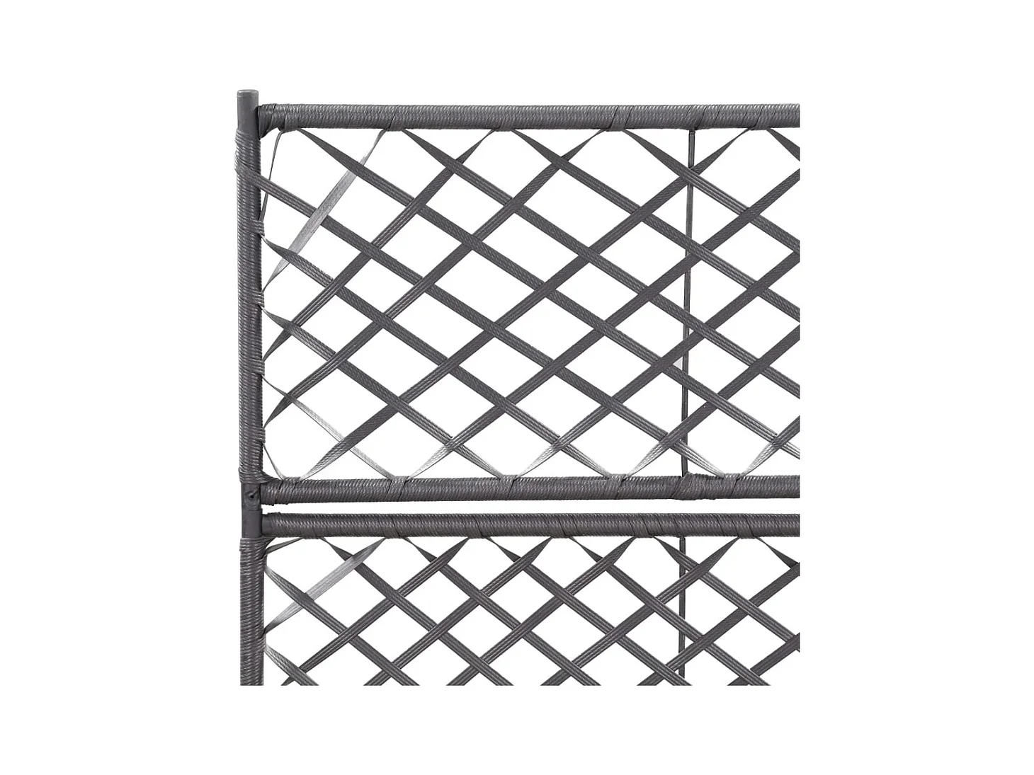 Lit surélevé treillis 2 pots 58x30x107 cm Résine tressée Marron