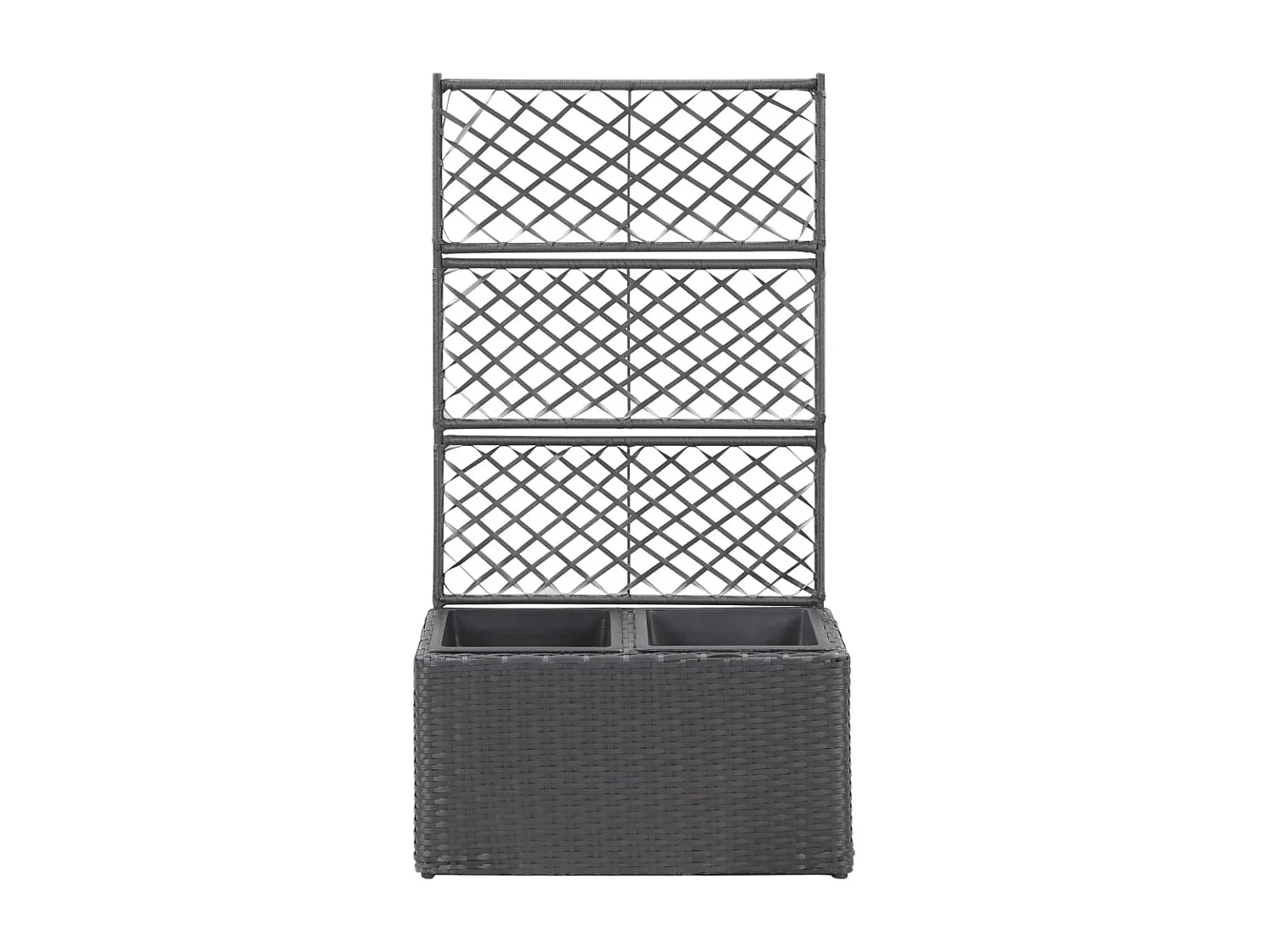 Traliccio per aiuola rialzata 2 vasi 58x30x107 cm Resina intrecciata marrone