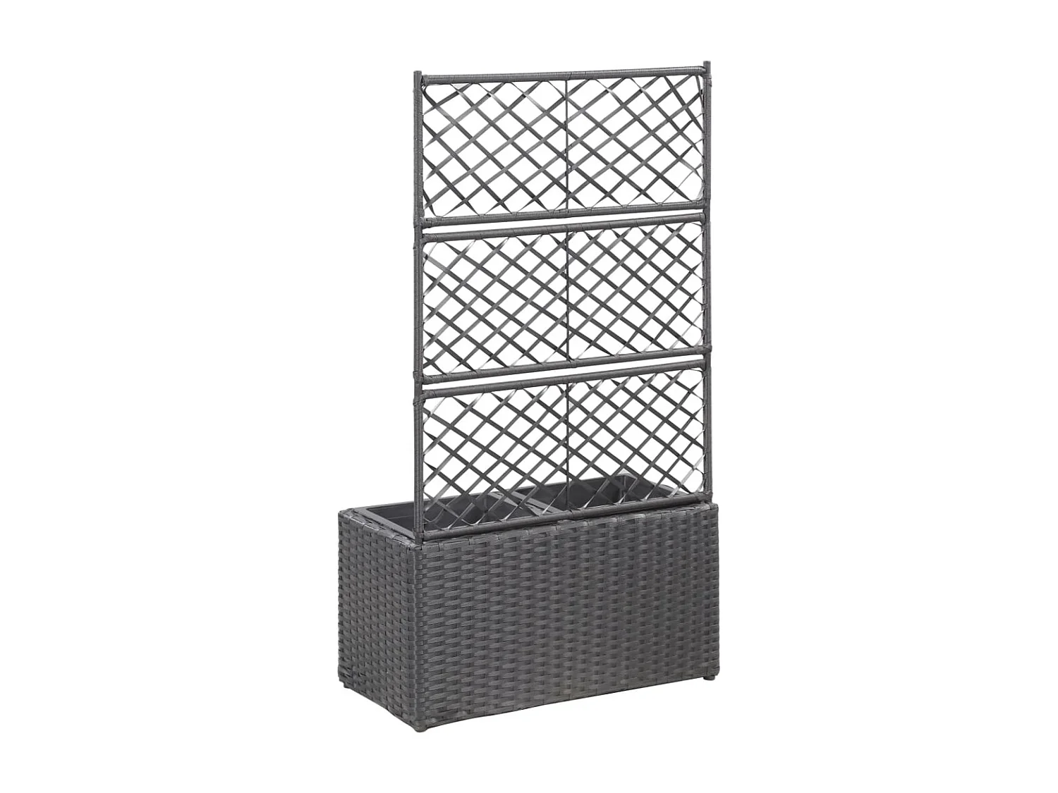 Traliccio per aiuola rialzata 2 vasi 58x30x107 cm Resina intrecciata marrone