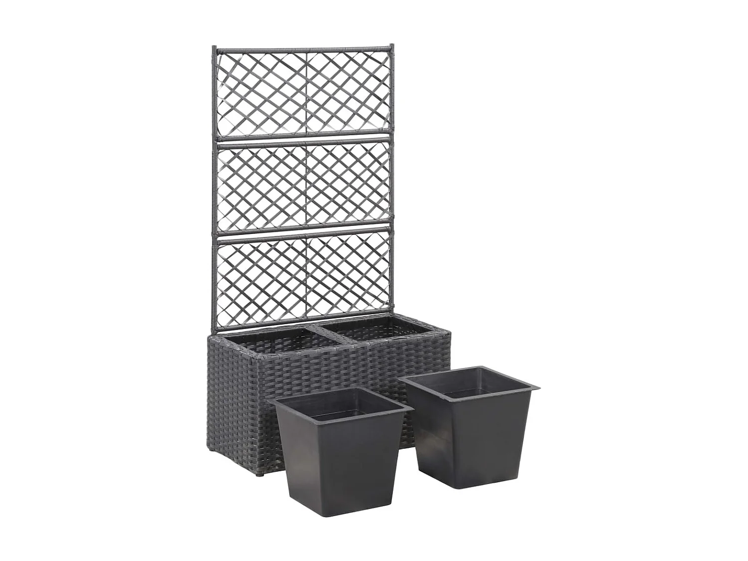 Traliccio per aiuola rialzata 2 vasi 58x30x107 cm Resina intrecciata marrone