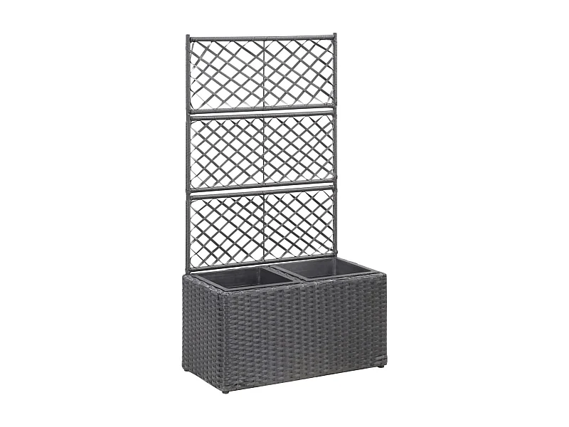 Traliccio per aiuola rialzata 2 vasi 58x30x107 cm Resina intrecciata marrone