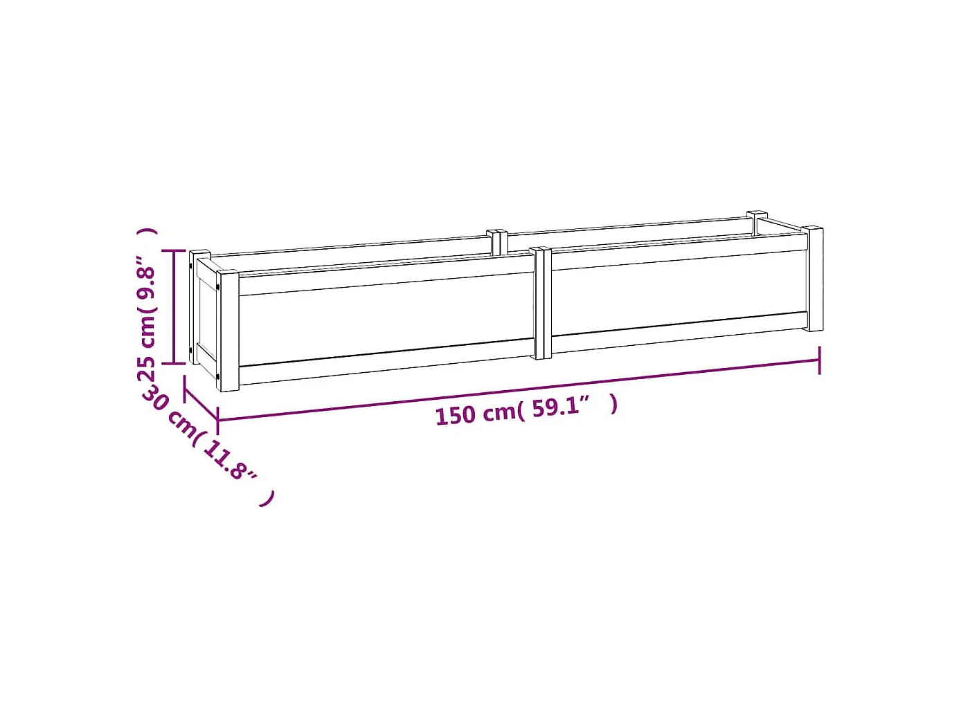 Lit surélevé 150x30x25 cm bois massif de teck