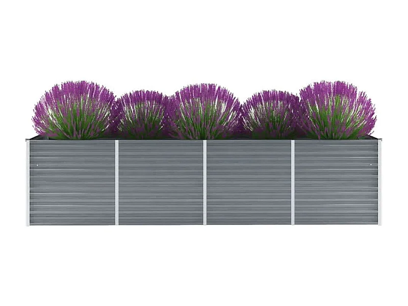 Letto da giardino rialzato in acciaio zincato 320x80x77 cm Grigio