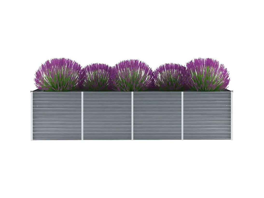 Lit surélevé de jardin Acier galvanisé 320x80x77 cm Gris