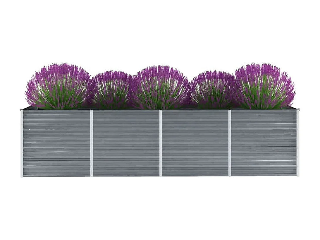 Letto da giardino rialzato in acciaio zincato 320x80x77 cm Grigio