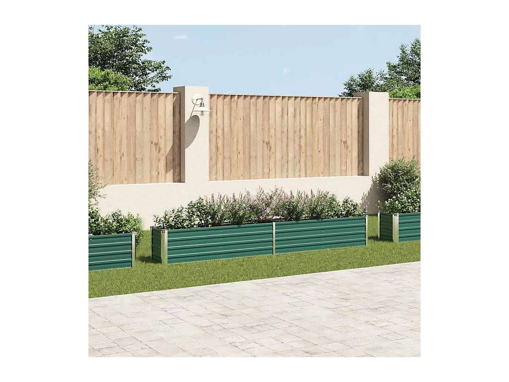 Lit surélevé de jardin Acier galvanisé 320x40x45 cm Vert