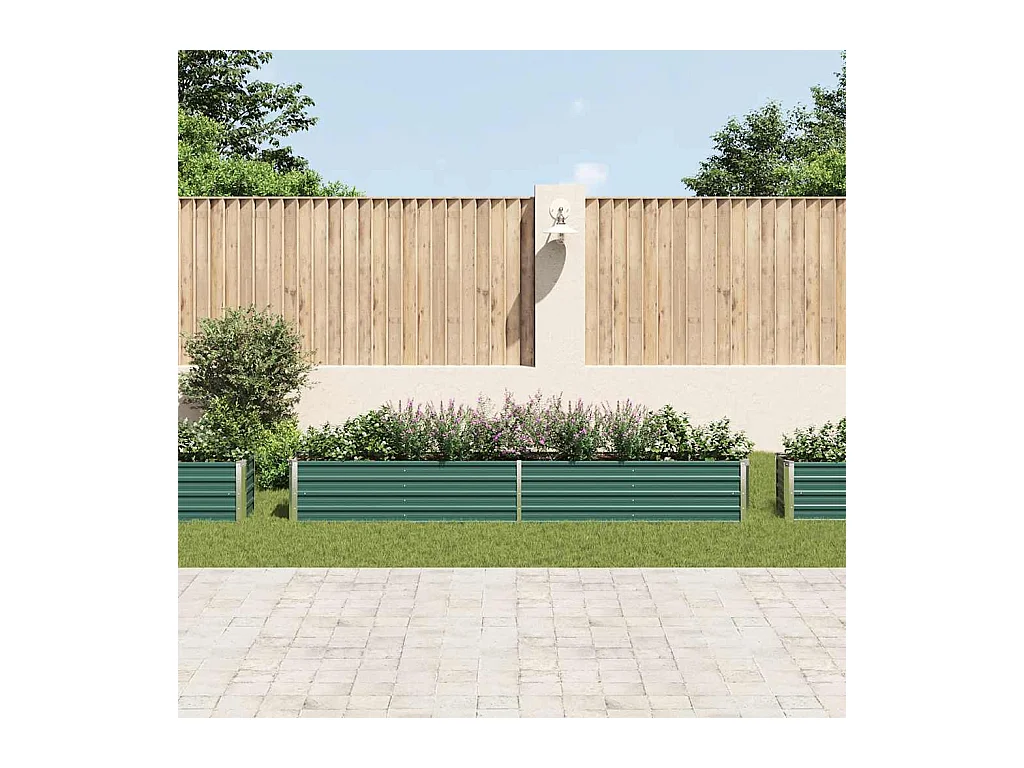 Lit surélevé de jardin Acier galvanisé 320x40x45 cm Vert