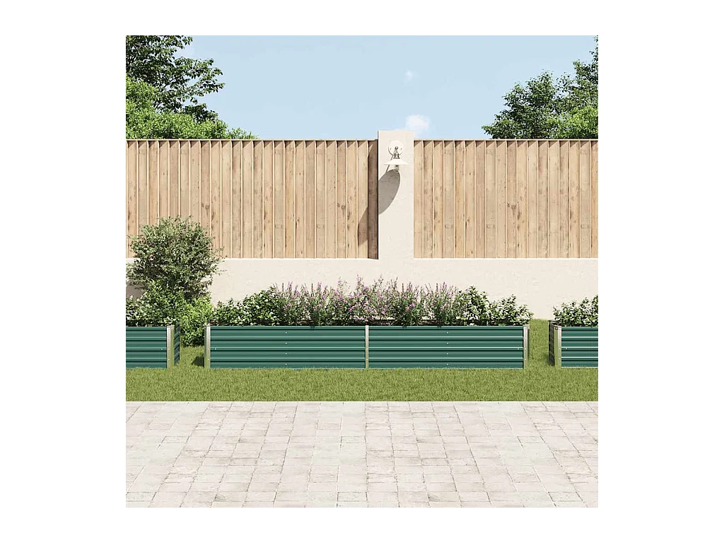 Lit surélevé de jardin Acier galvanisé 320x40x45 cm Vert