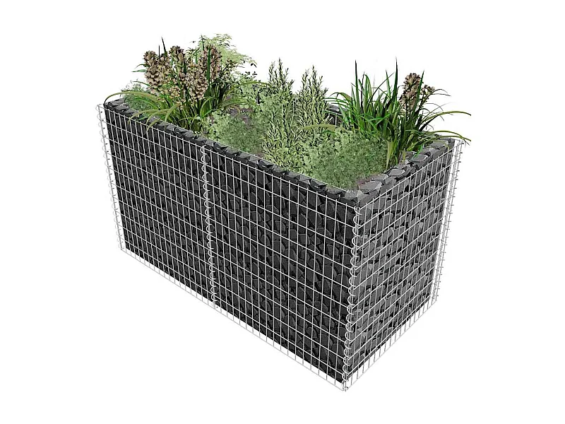 Lit surélevé à gabion Acier 180 x 90 x 100 cm Argenté