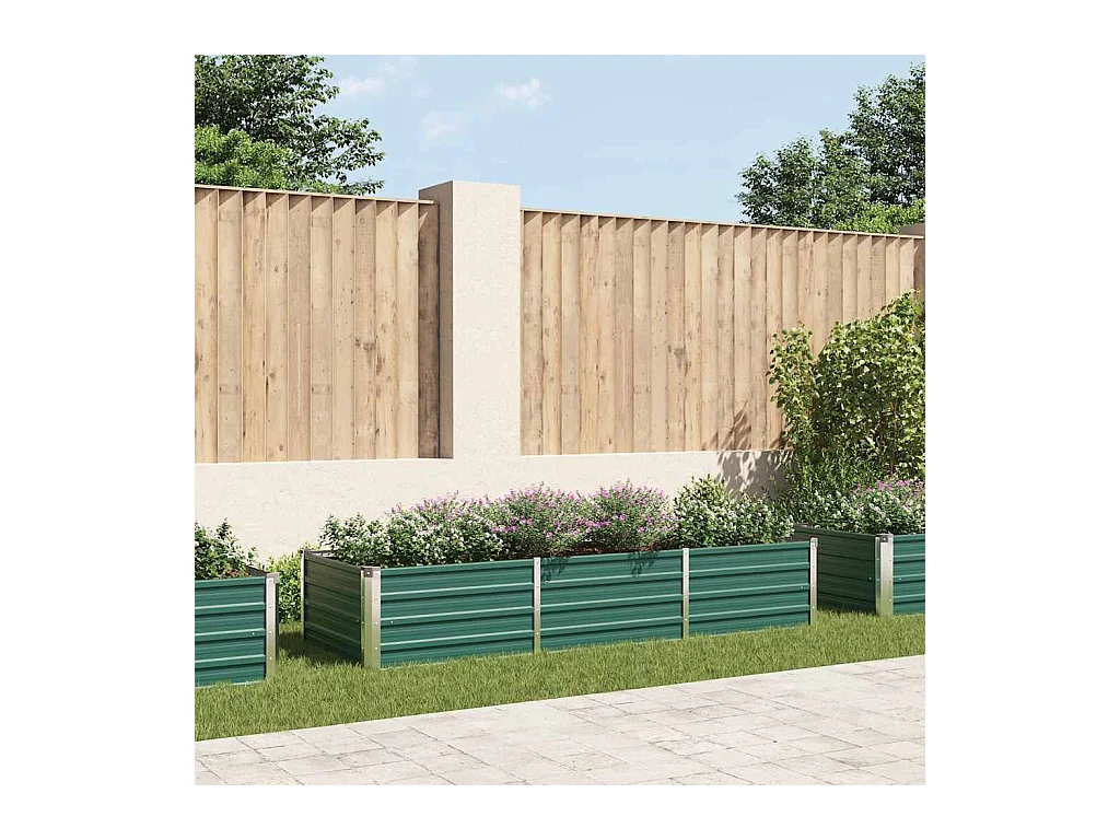 Lit surélevé de jardin Acier galvanisé 240x80x45 cm Vert