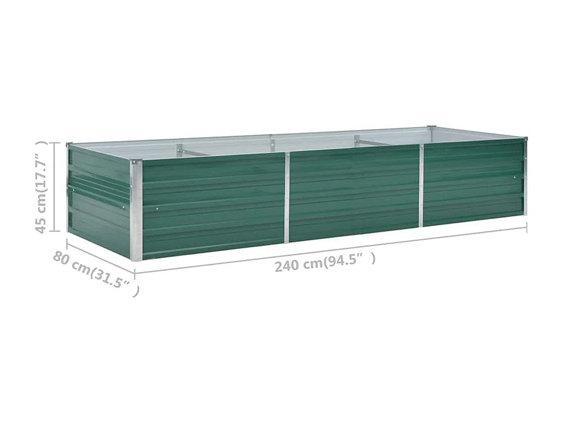 Verhoogd tuinbed Gegalvaniseerd staal 240x80x45 cm Groen