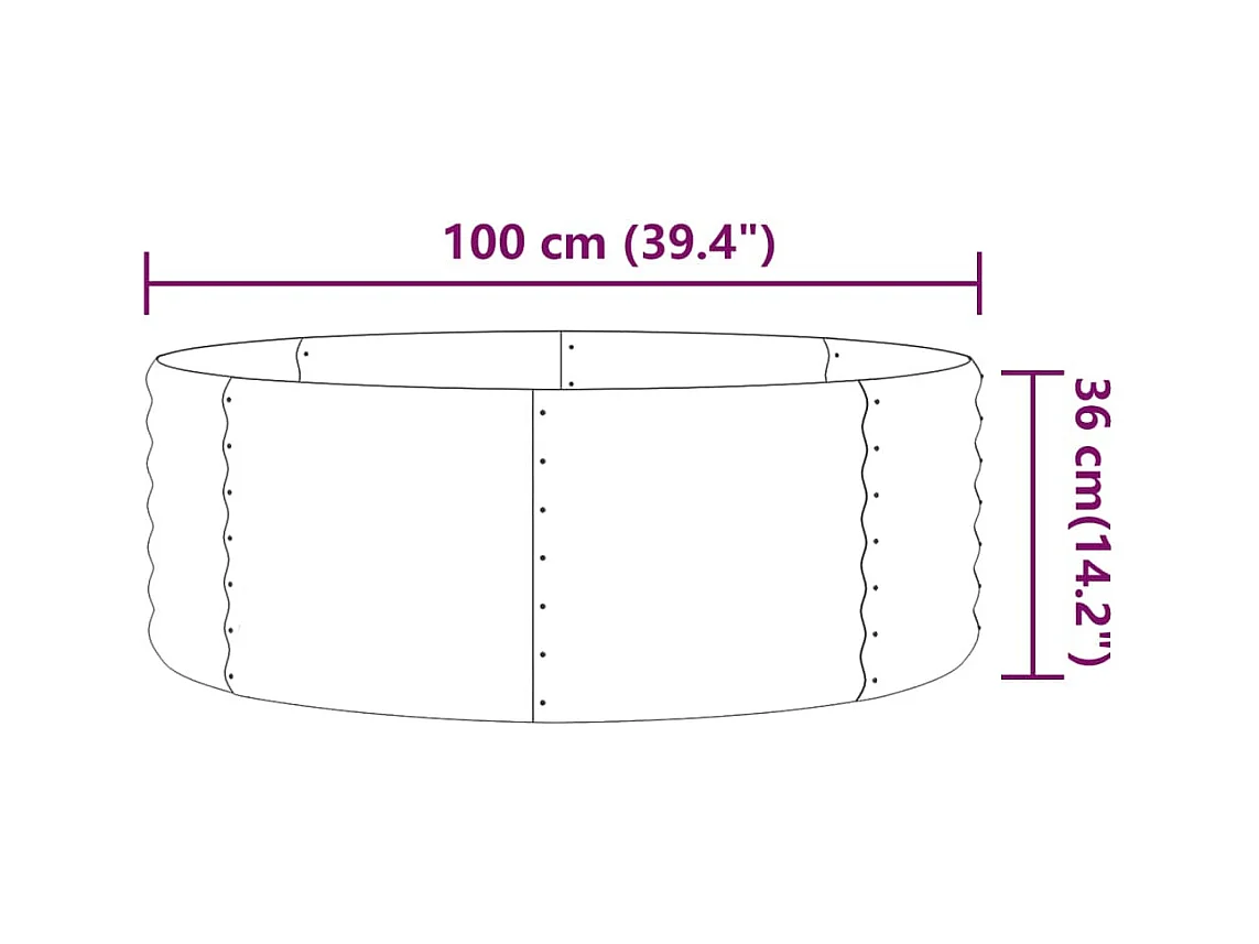 Lit surélevé de jardin Acier enduit de poudre 100x100x36cm gris