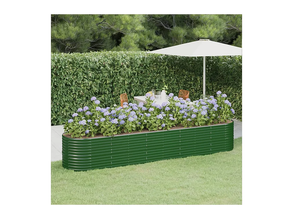 Lit surélevé de jardin Acier enduit de poudre 368x80x68 cm Vert