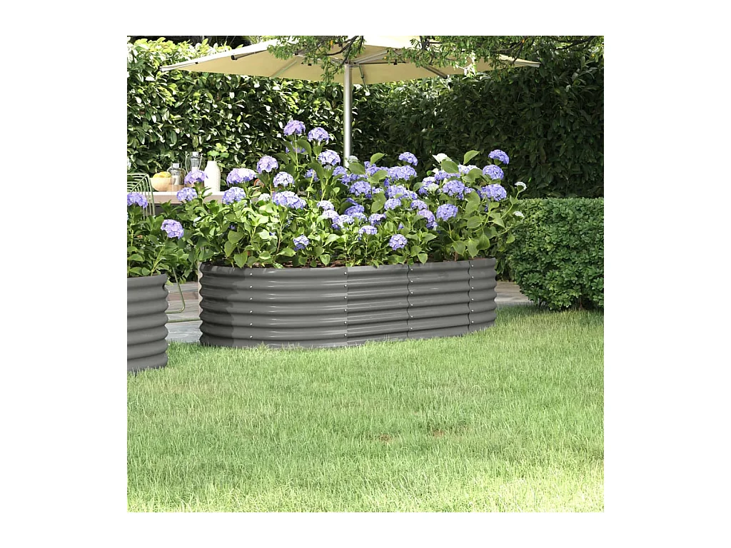 Verhoogd tuinbed gepoedercoat staal 152x80x36 cm grijs