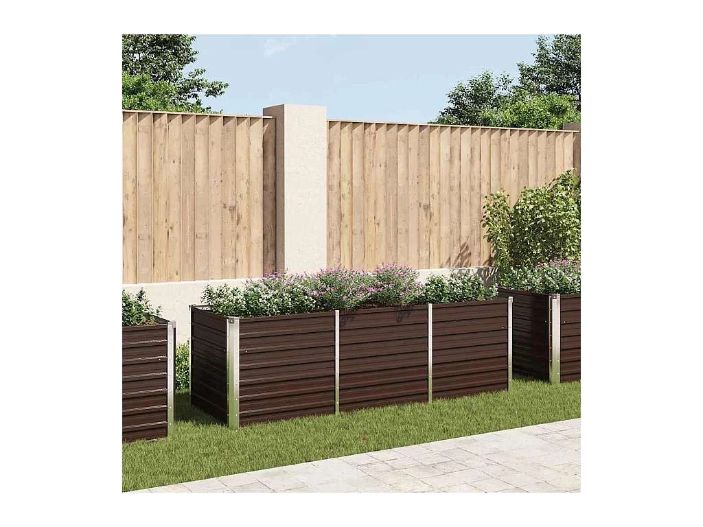 Lit surélevé de jardin Marron 240x80x77 cm Acier galvanisé