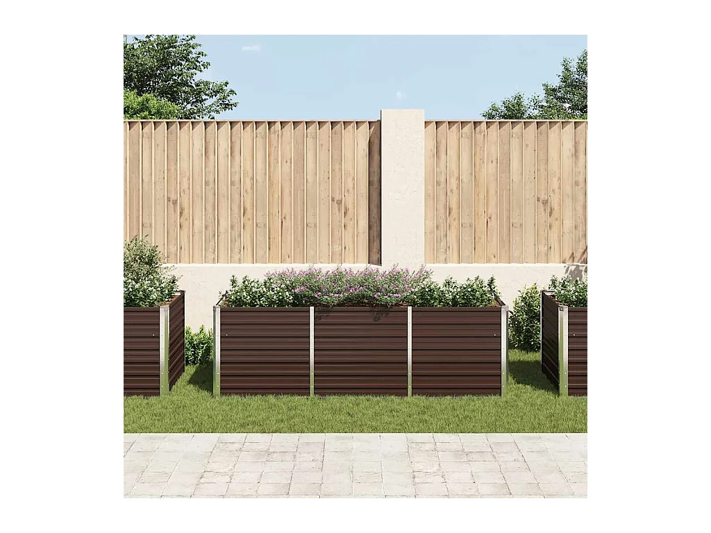 Lit surélevé de jardin Marron 240x80x77 cm Acier galvanisé