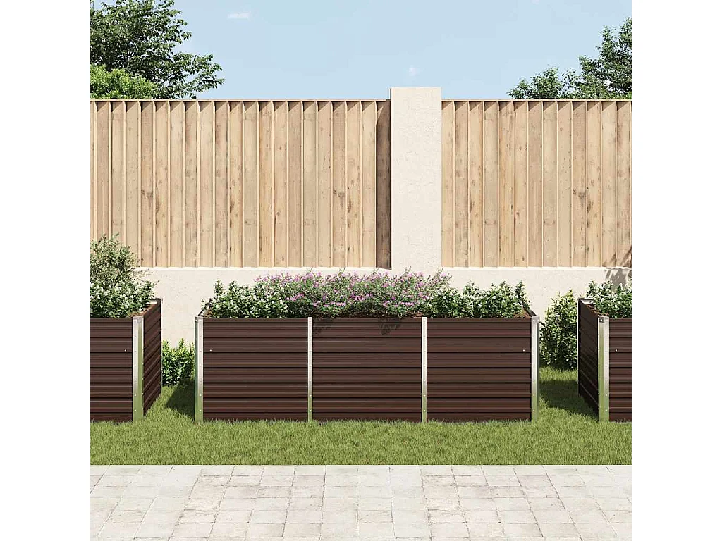 Bancal de jardín elevado marrón 240x80x77 cm de acero galvanizado