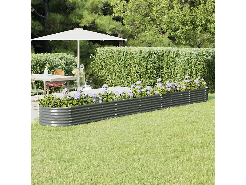 Letto da giardino rialzato in acciaio verniciato a polvere 512x80x36 cm grigio