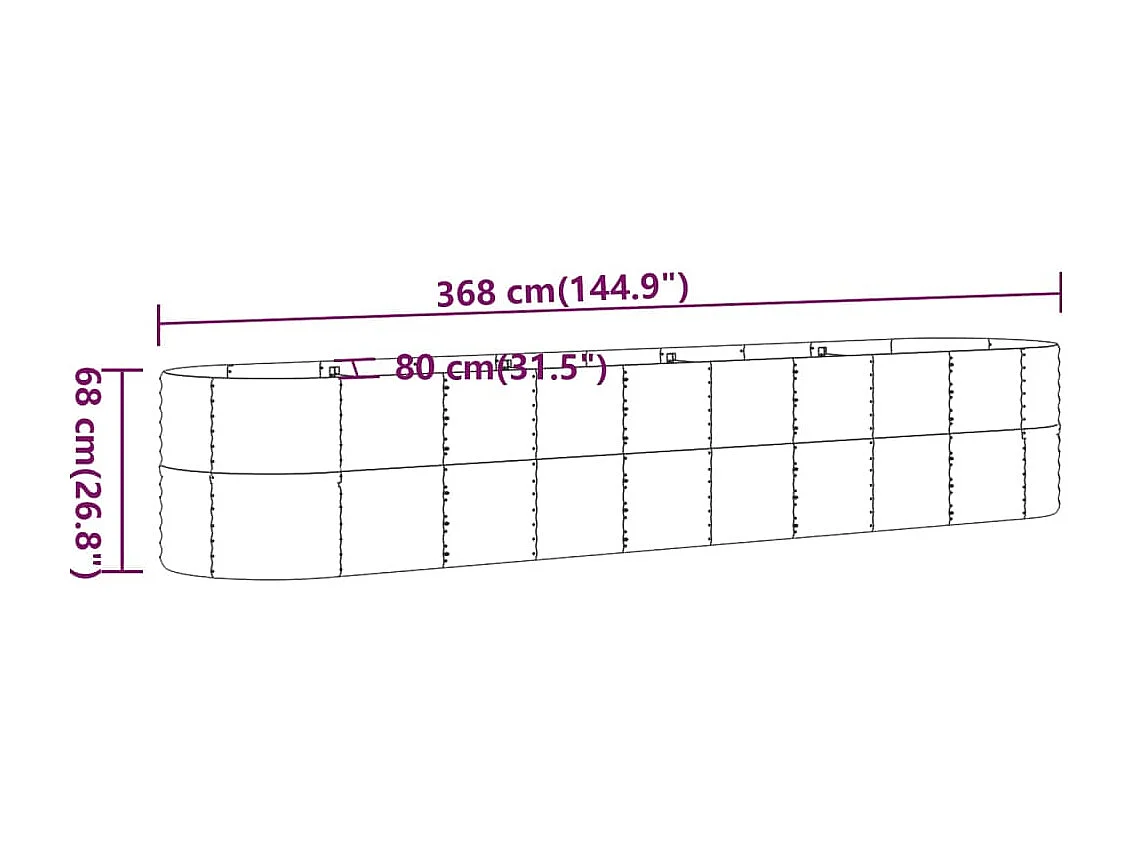 Verhoogd tuinbed gepoedercoat staal zilver