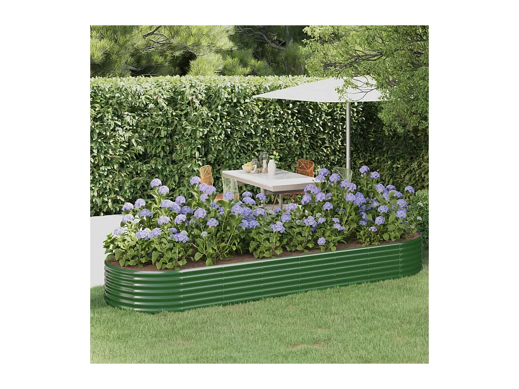 Lit surélevé de jardin Acier enduit de poudre 322x100x36cm Vert