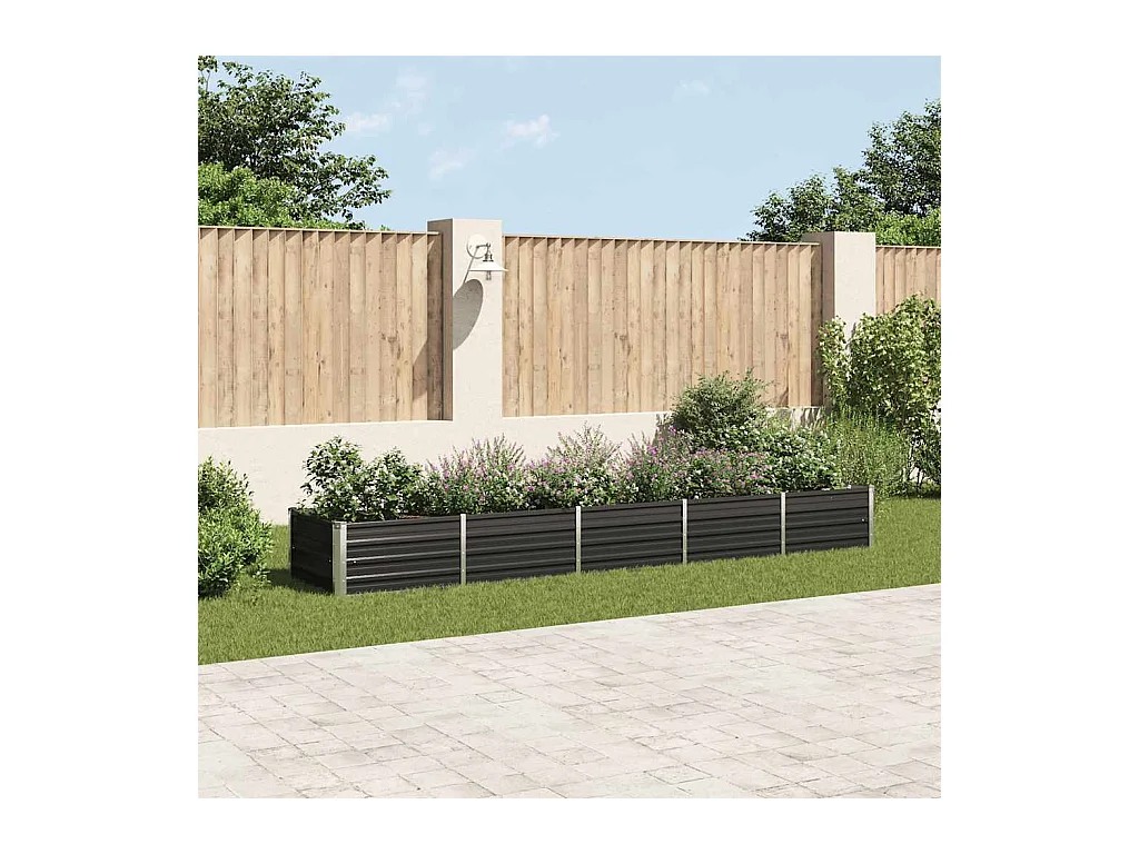 Lit surélevé de jardin Acier galvanisé 400x80x45 cm Anthracite