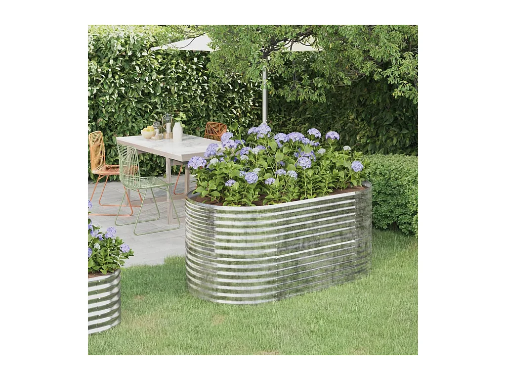 Lit surélevé de jardin Acier enduit de poudre Argenté