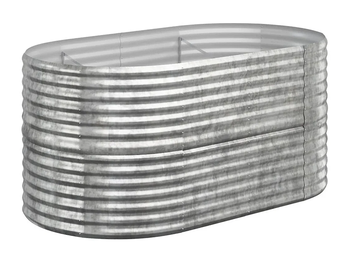 Cama de jardín elevada de acero con recubrimiento en polvo plateado