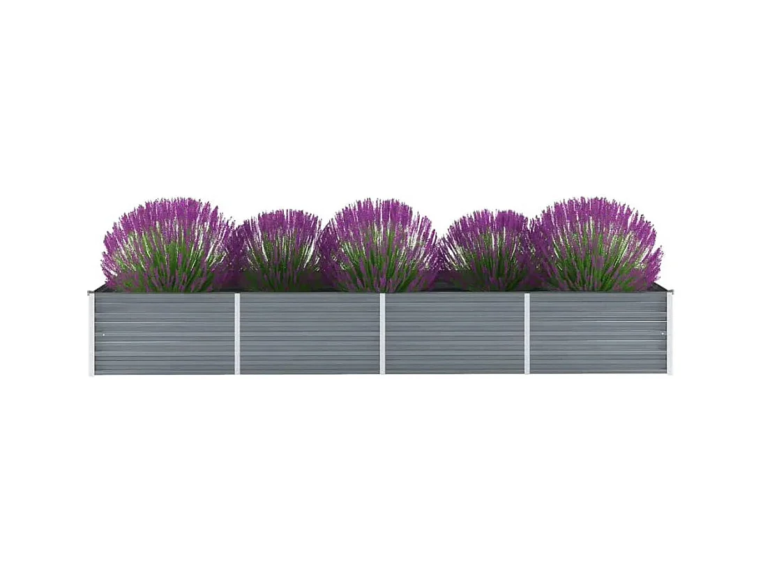 Lit surélevé de jardin Acier galvanisé 320x80x45 cm Gris