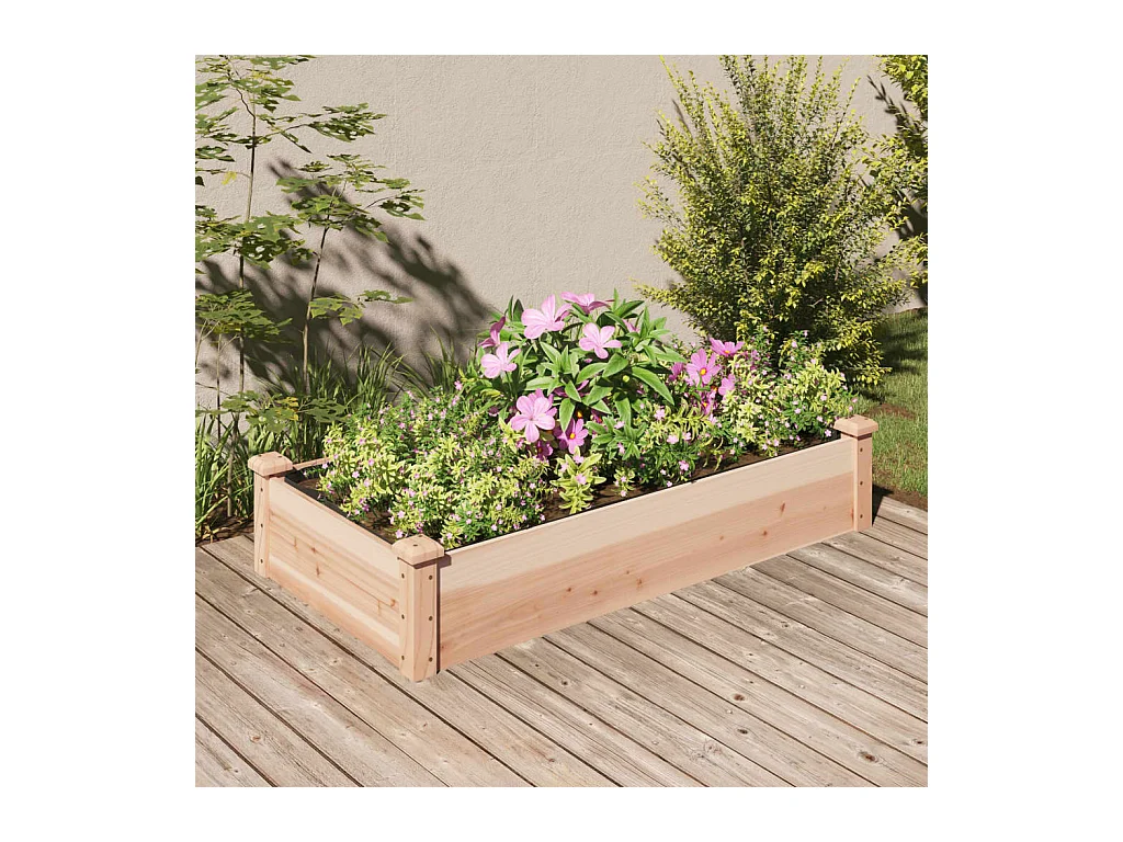 Lit surélevé de jardin doublure 120x60x25 cm bois massif sapin