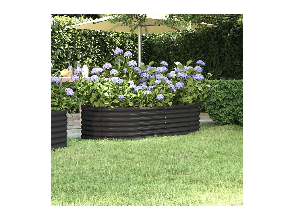 Cama de jardín elevada de acero con recubrimiento en polvo antracita