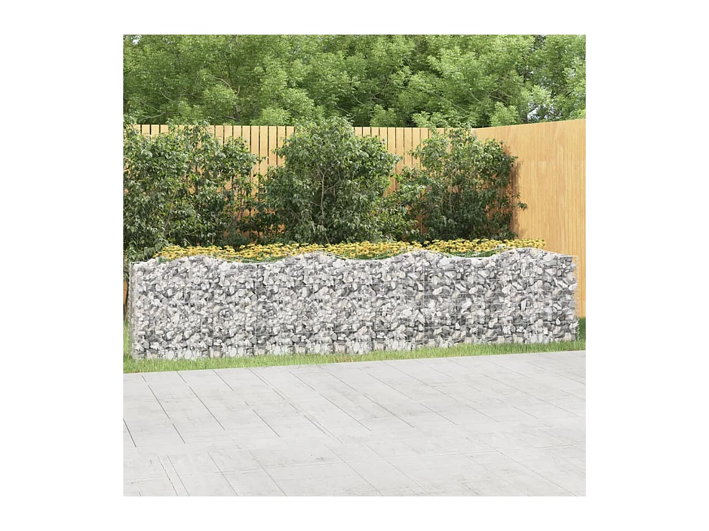 Lit surélevé à gabions arqué 400x50x100 cm Fer galvanisé