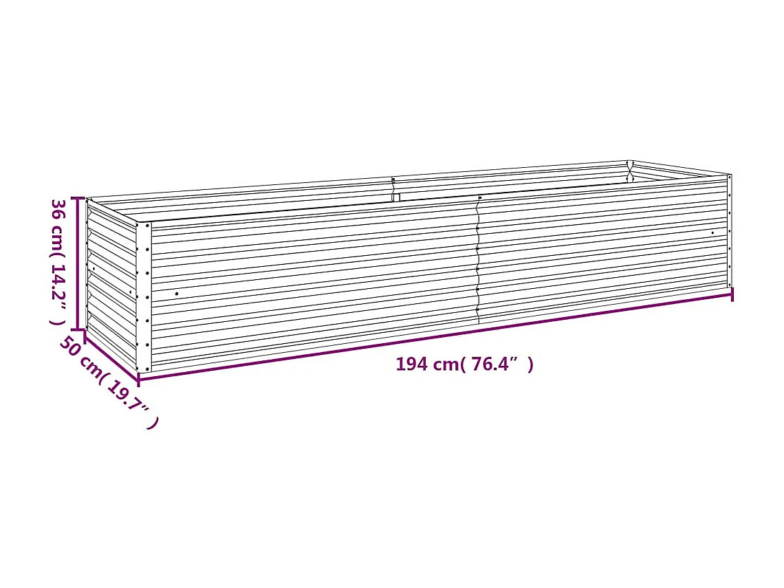 Verhoogd tuinbed 194x50x36 cm cortenstaal