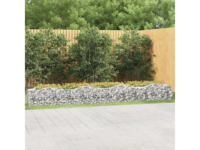 Verhoogde booggabionbak 400x50x50 cm gegalvaniseerd ijzer