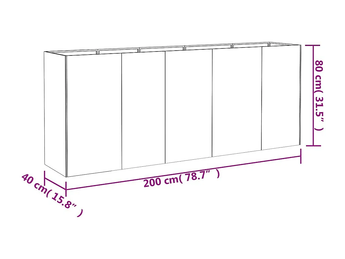 Verhoogd tuinbed 200x40x80 cm cortenstaal