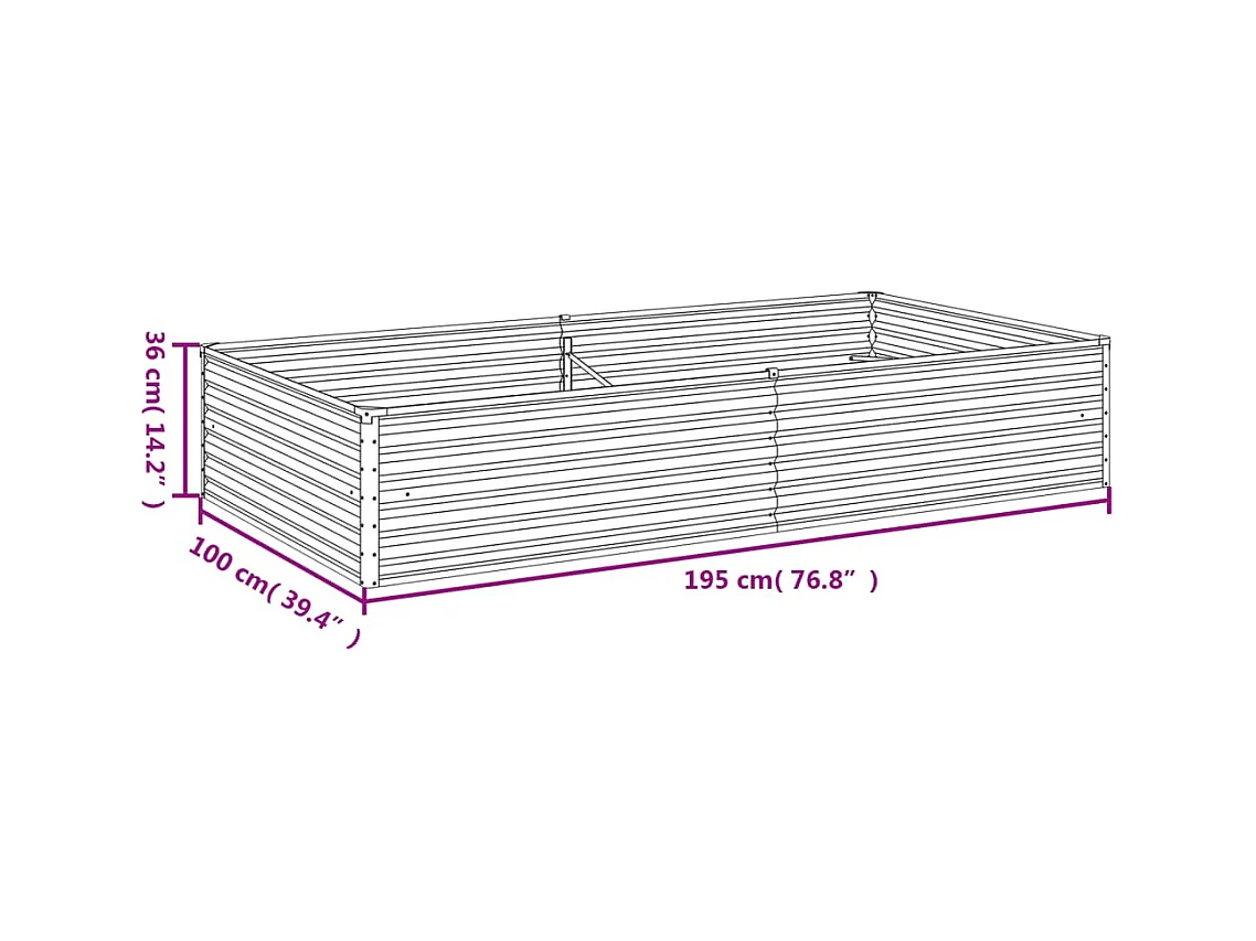 Lit surélevé de jardin 195x100x36 cm acier corten