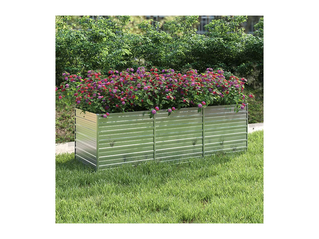 Lit surélevé de jardin 240x80x77 cm Acier galvanisé Argenté