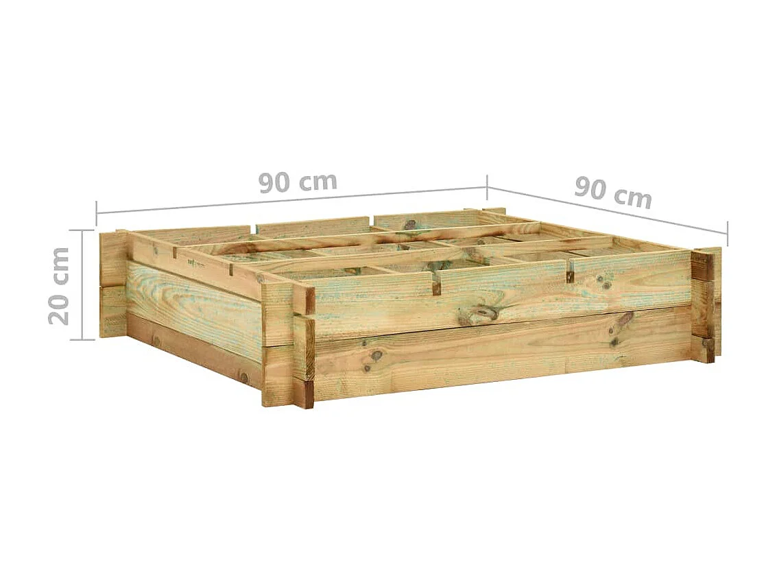 Verhoogd bed 90 x 90 x 20 cm Geïmpregneerd hout