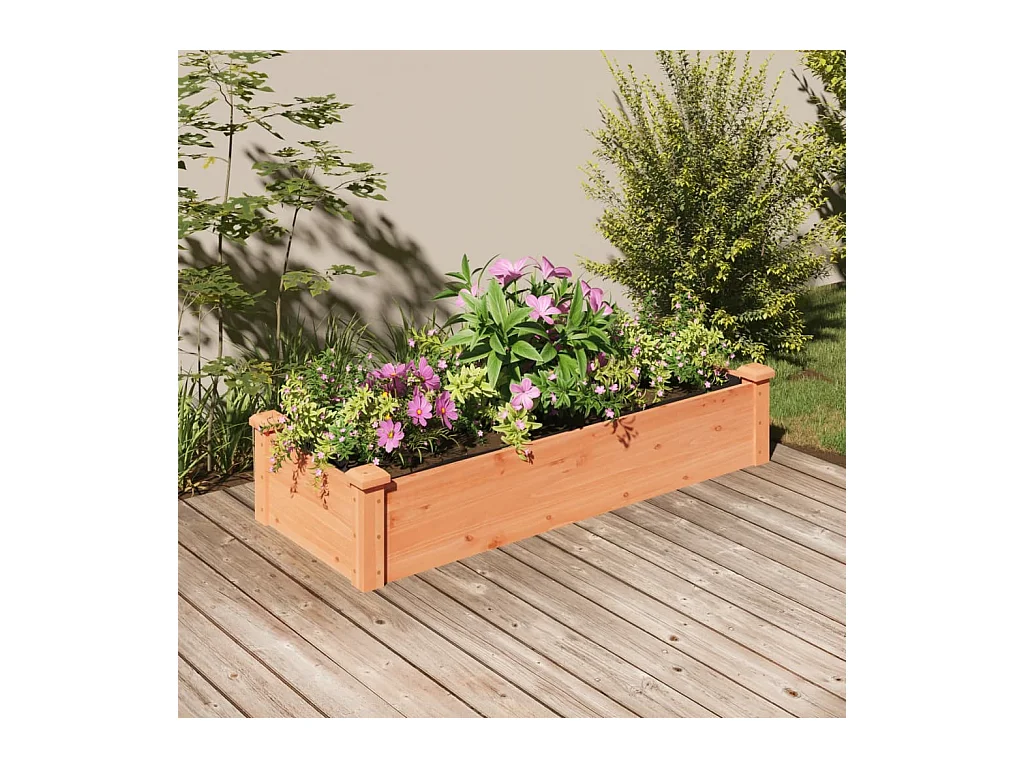 Lit surélevé de jardin doublure 120x45x25 cm bois massif sapin