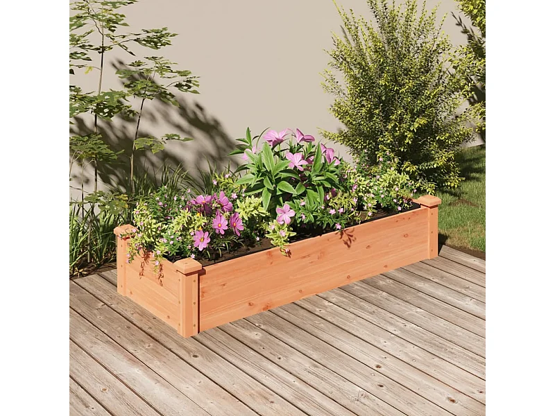 Lit surélevé de jardin doublure 120x45x25 cm bois massif sapin