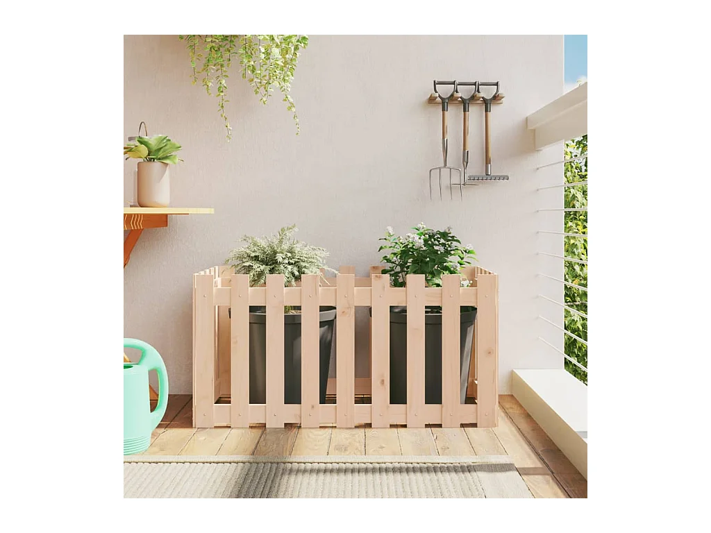 Lit surélevé de jardin design de clôture 100x50x50cm pin massif