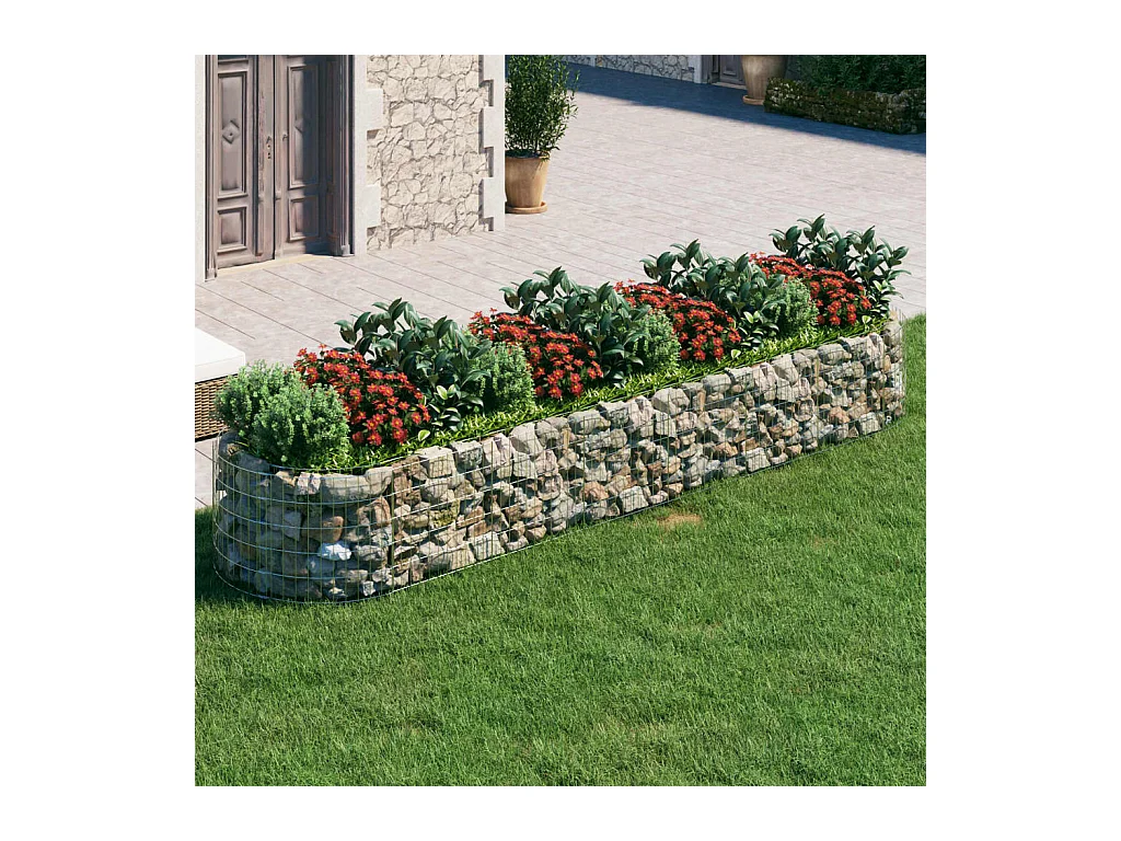 Gabbione letto rialzato in ferro zincato 400x100x50 cm