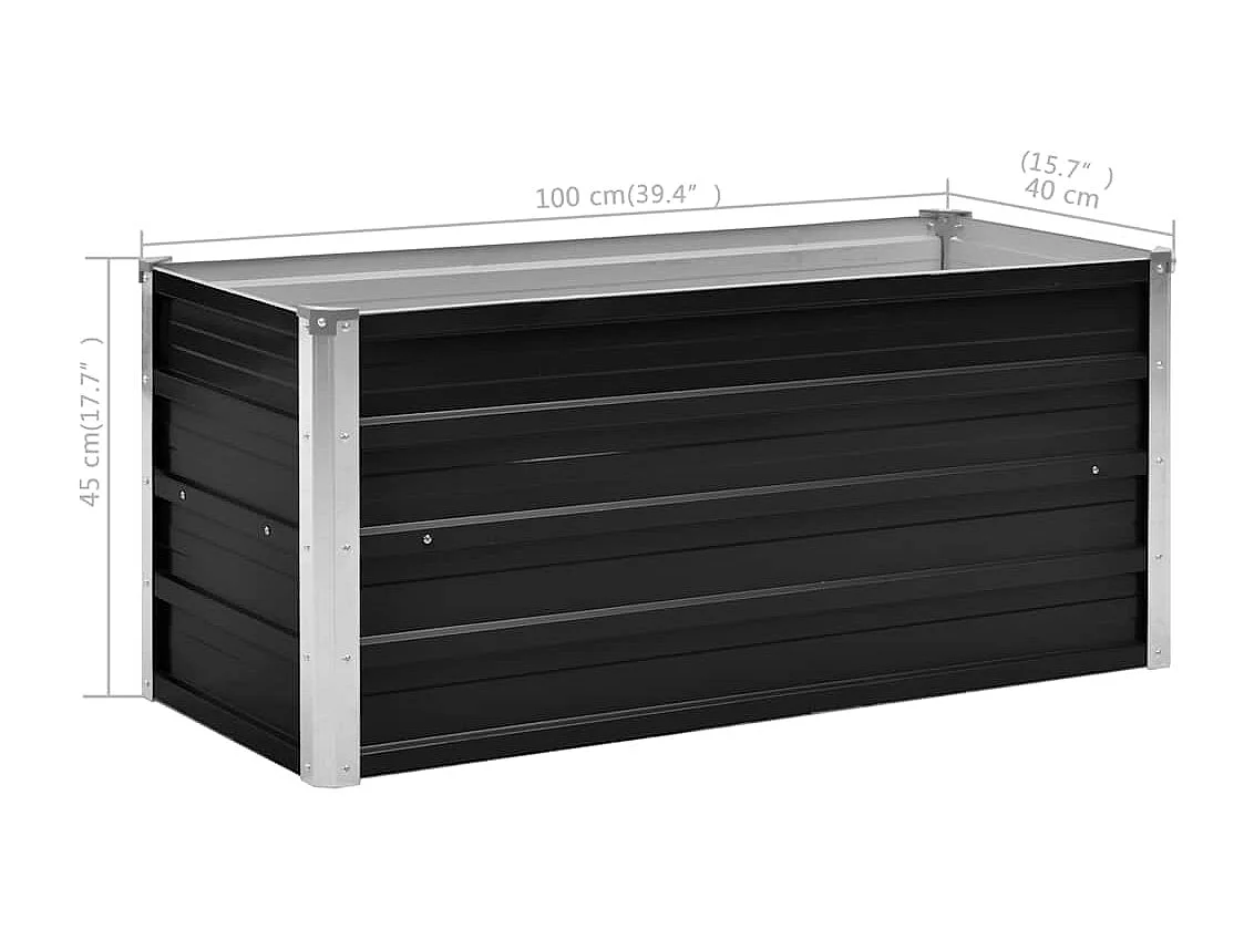 Lit surélevé de jardin Anthracite 100x40x45 cm Acier galvanisé