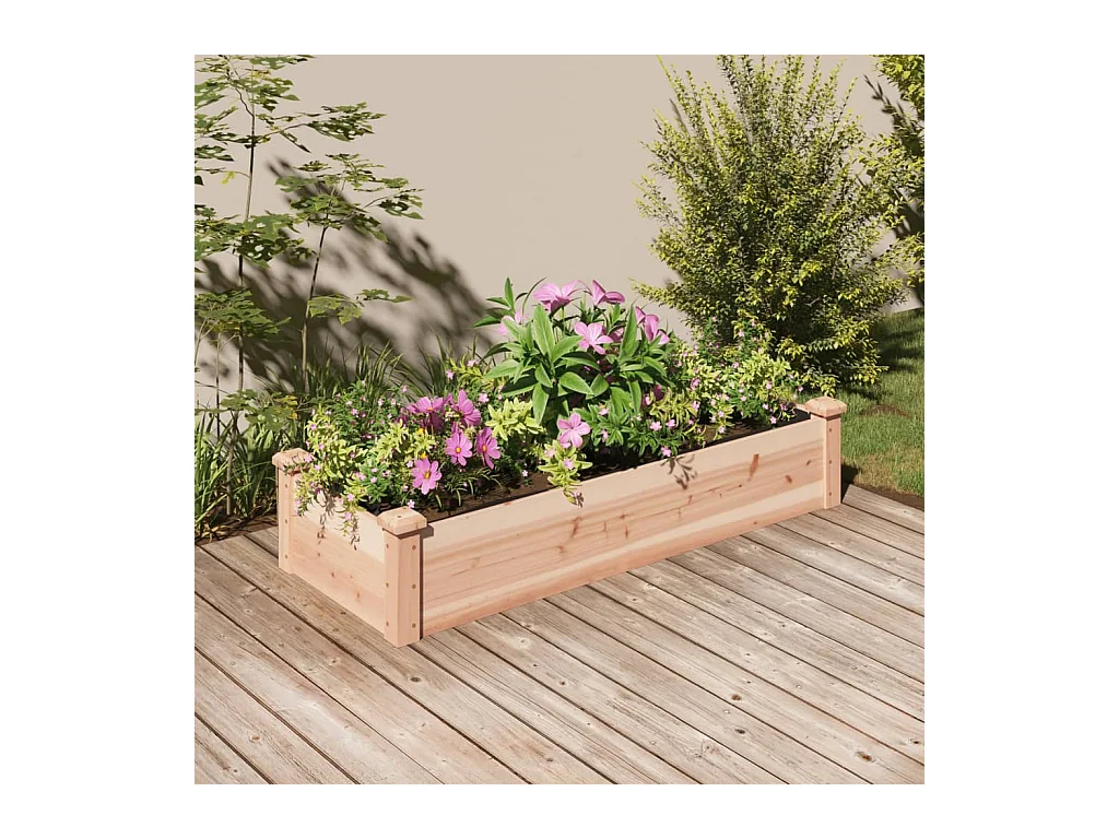 Lit surélevé de jardin doublure 120x45x25 cm bois massif sapin