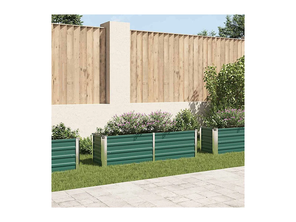 Letto da giardino rialzato in acciaio zincato 160x40x45 cm Verde