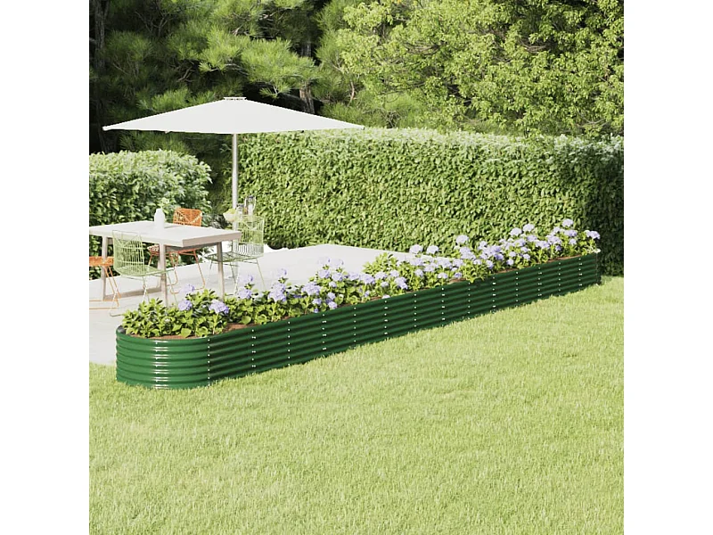 Letto da giardino rialzato in acciaio verniciato a polvere 620x80x36 cm verde