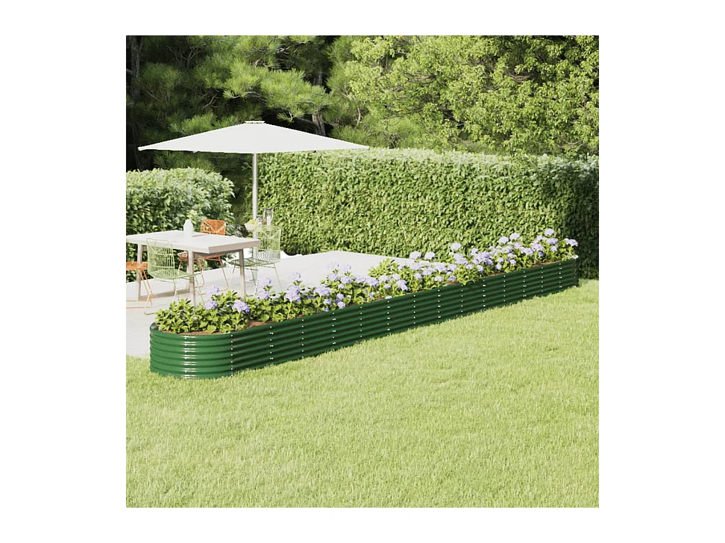 Verhoogd tuinbed gepoedercoat staal 620x80x36 cm groen